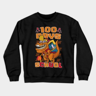 100 Days of school featuring a T-rex dino with bacpack #2 Crewneck Sweatshirt